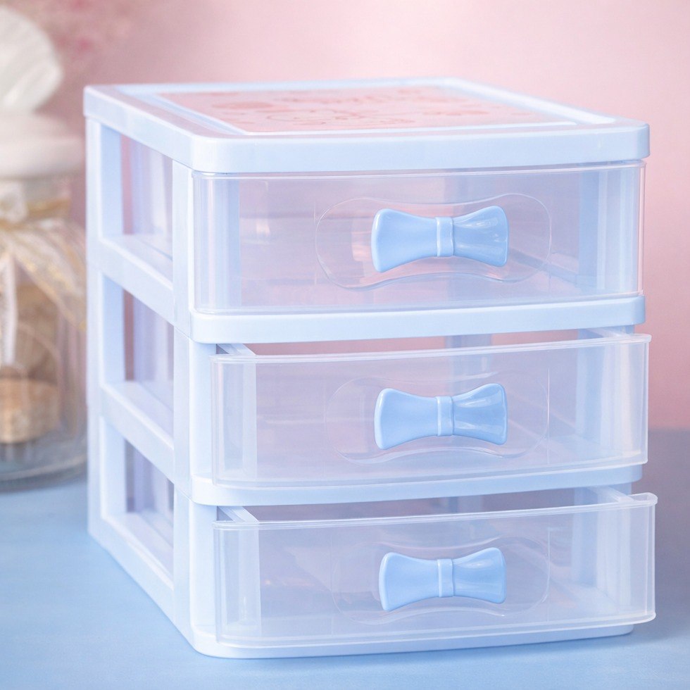 ORGANIZADOR DE CAJONES TRANSPARENTE DE 3 NIVELES LOTUS 14X15X17CM