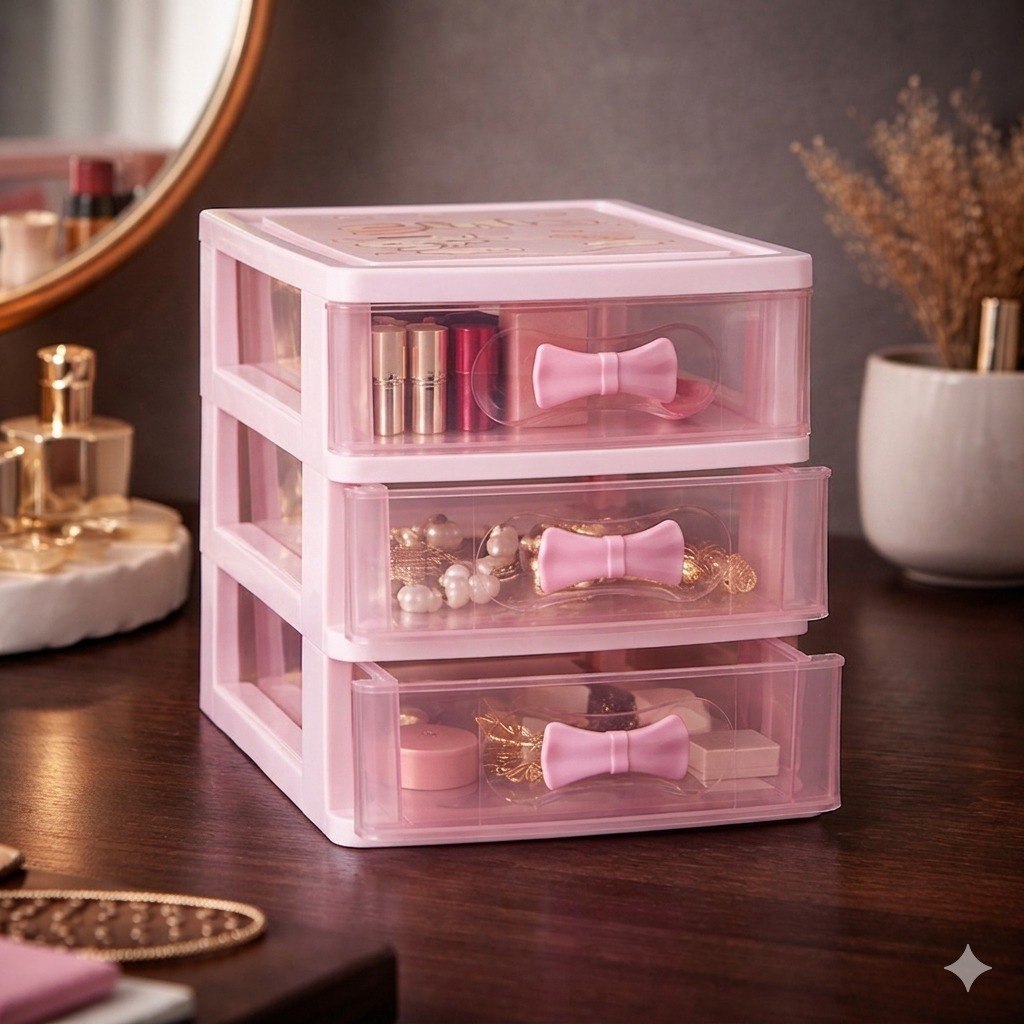 ORGANIZADOR DE CAJONES TRANSPARENTE DE 3 NIVELES LOTUS 14X15X17CM