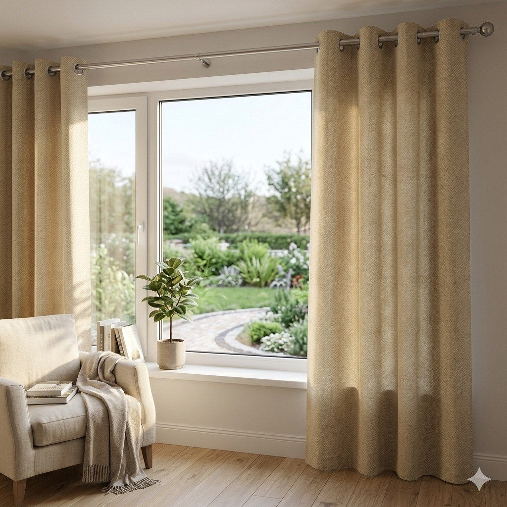 CORTINA BLACKOUT COLOR BEIGE CON OJALES DE METAL 1 PANEL HPC POLO 132X228CM