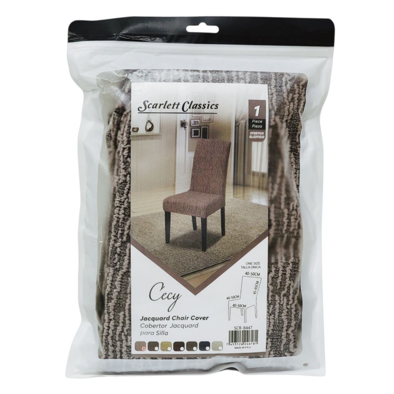COBERTOR PROTECTOR ELASTICA PARA SILLA ESTILO JACQUARD SCARLETT CLASSICS