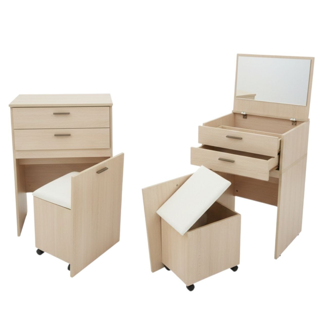 TOCADOR COMPACTO MULTIUSO CON ESPEJO ABATIBLE 62.5X45X15.5CM