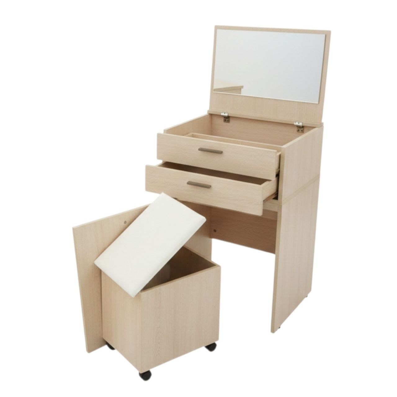 TOCADOR COMPACTO MULTIUSO CON ESPEJO ABATIBLE 62.5X45X15.5CM