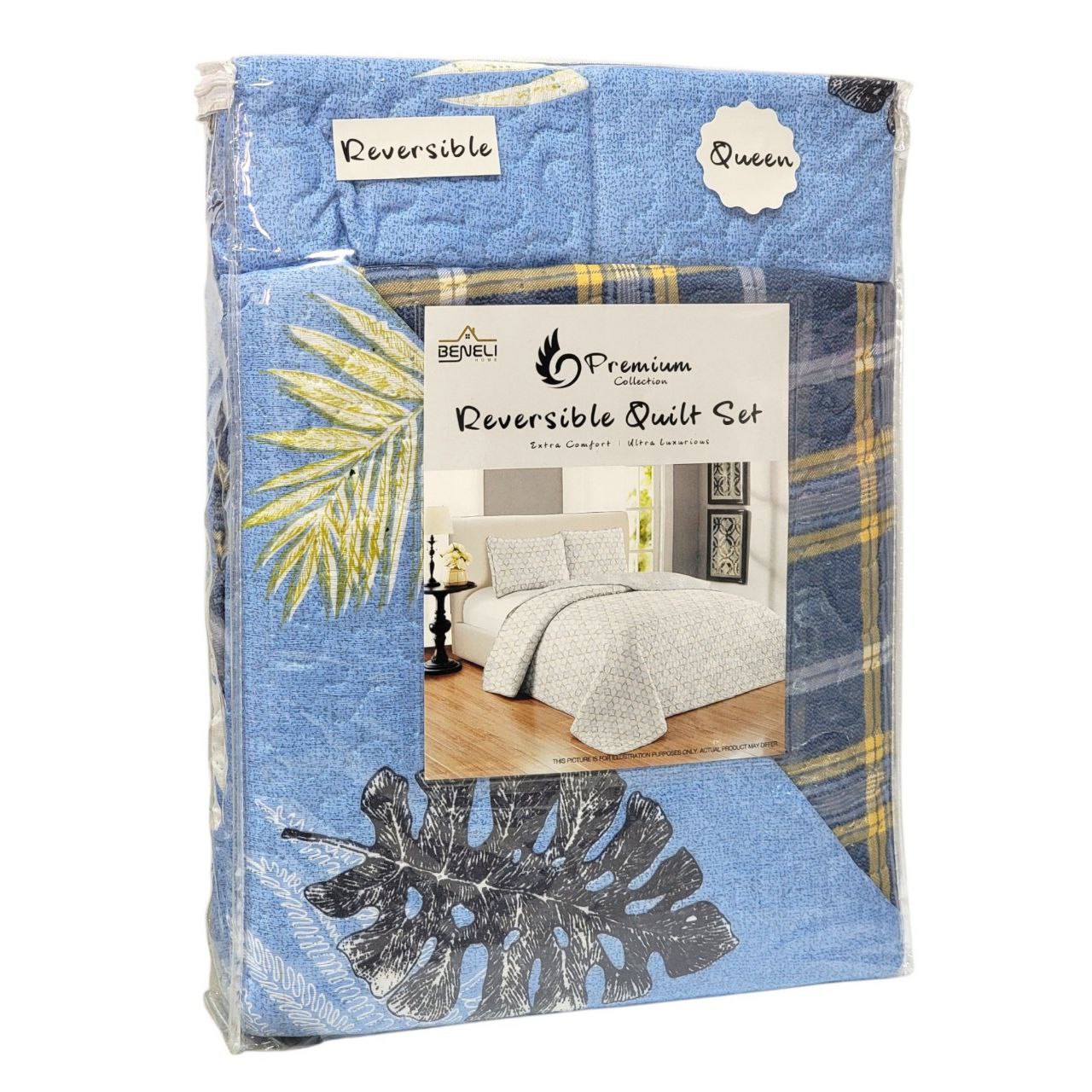 JUEGO DE EDREDON REVERSIBLE QUEEN 3PCS BENELI HOME