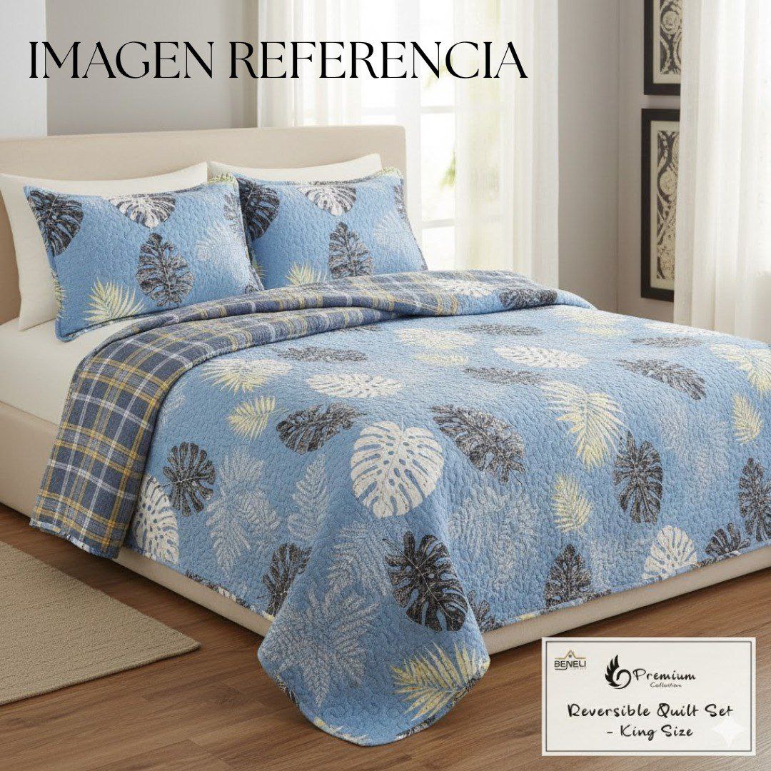 JUEGO DE EDREDON REVERSIBLE QUEEN 3PCS BENELI HOME