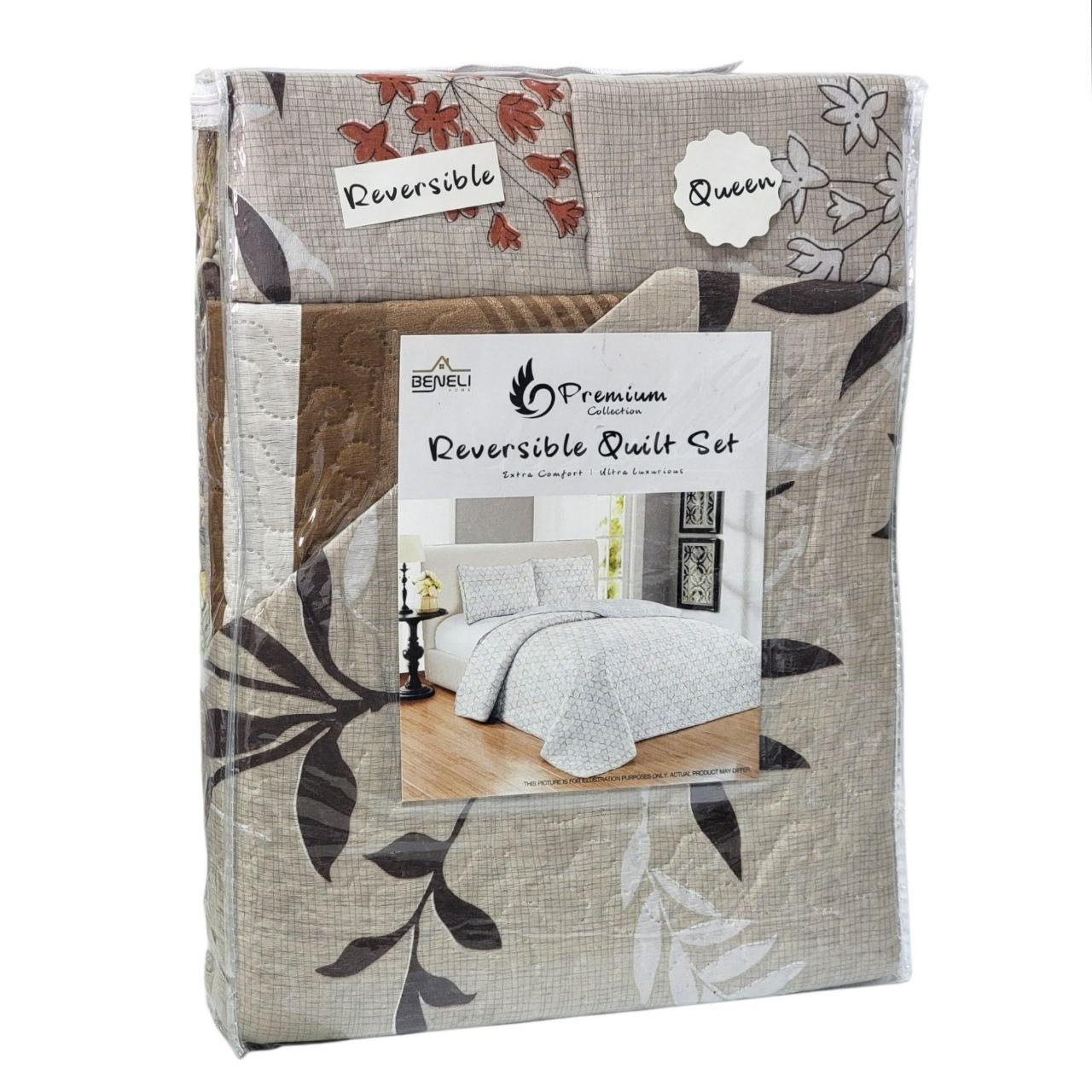 JUEGO DE EDREDON REVERSIBLE QUEEN 3PCS BENELI HOME