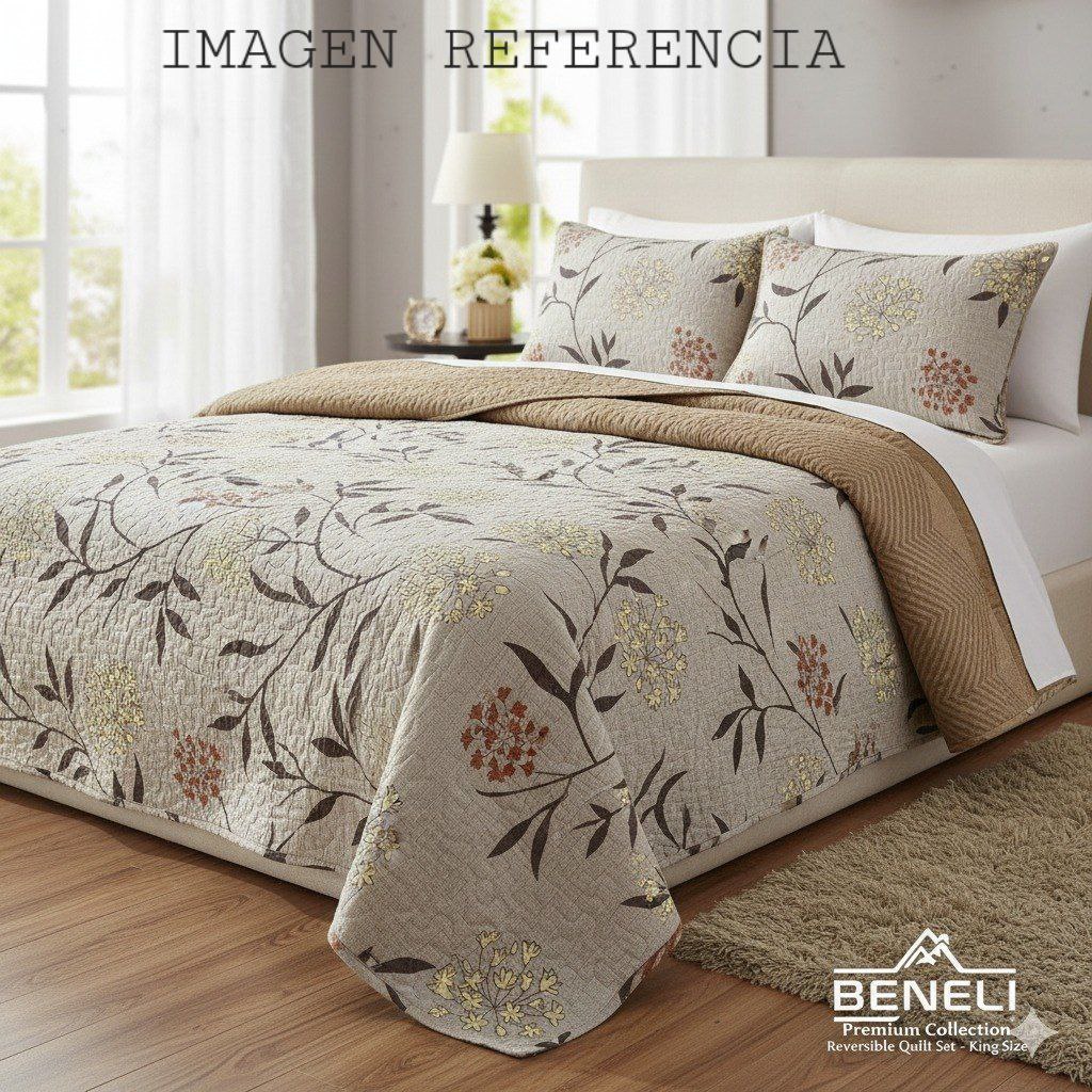 JUEGO DE EDREDON REVERSIBLE QUEEN 3PCS BENELI HOME