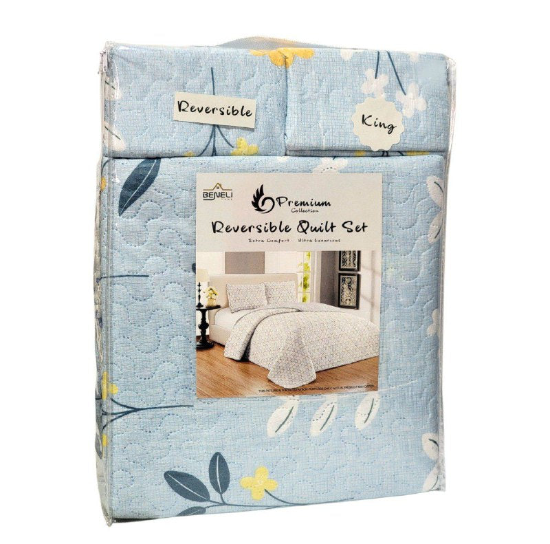 JUEGO DE EDREDON REVERSIBLE KING 3PCS BENELI HOME
