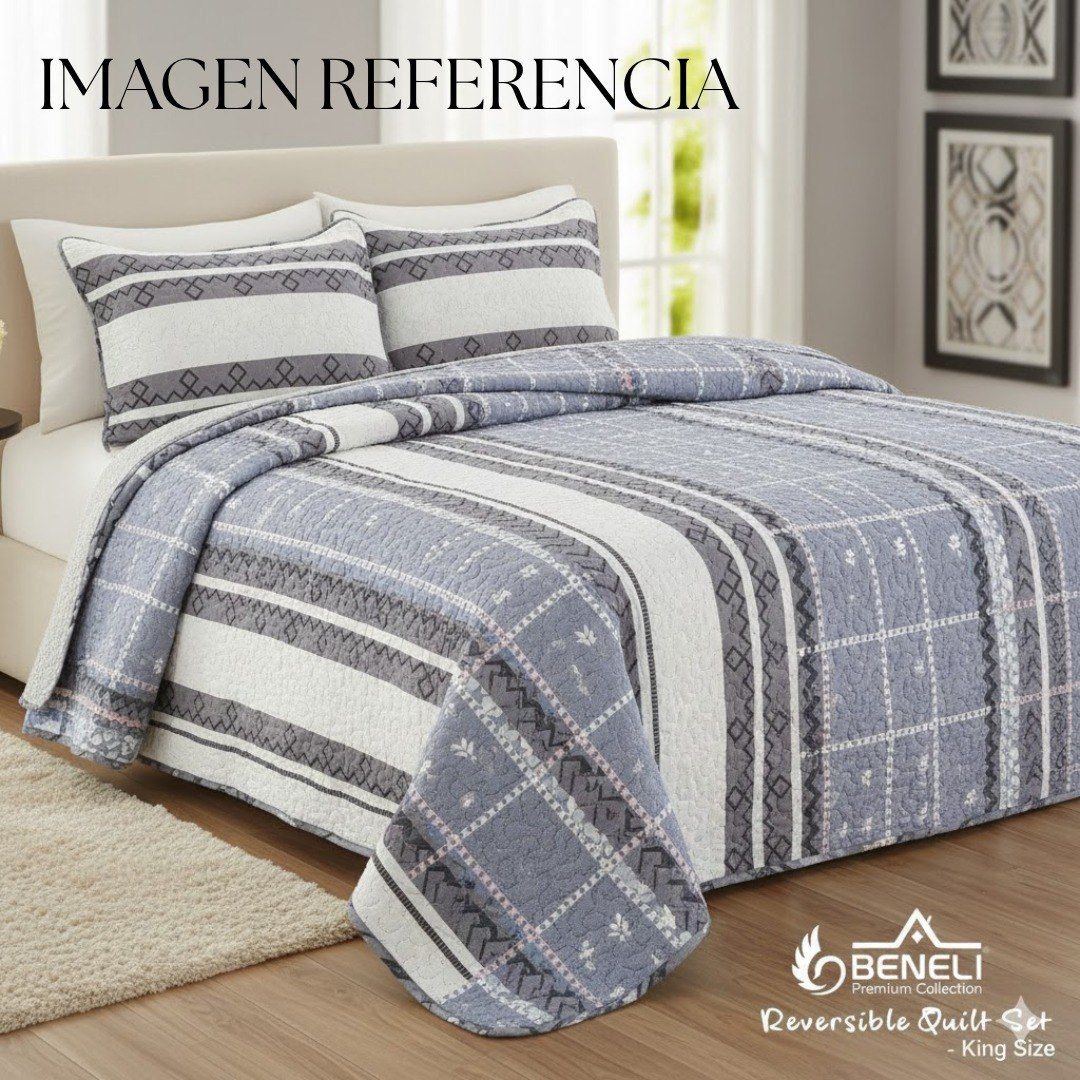 JUEGO DE EDREDON REVERSIBLE KING 3PCS BENELI HOME