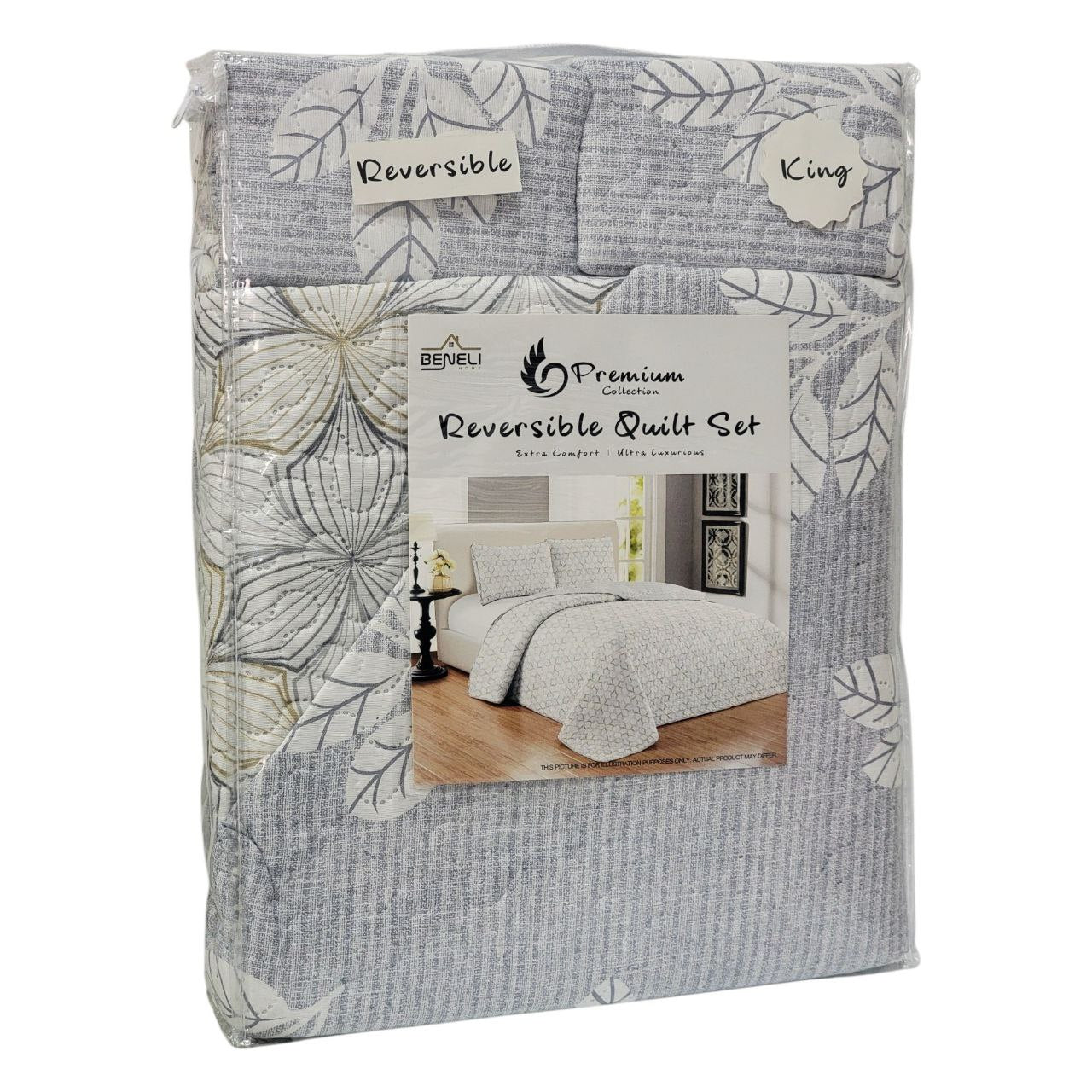 JUEGO DE EDREDON REVERSIBLE KING 3PCS BENELI HOME