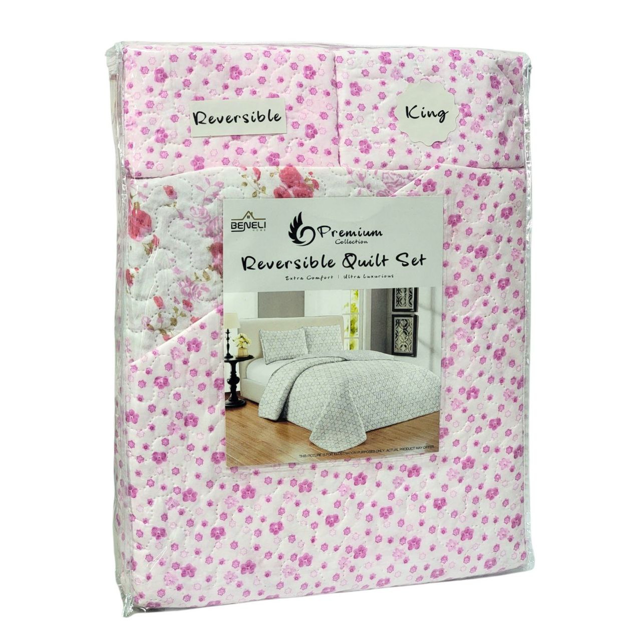 JUEGO DE EDREDON REVERSIBLE KING 3PCS BENELI HOME