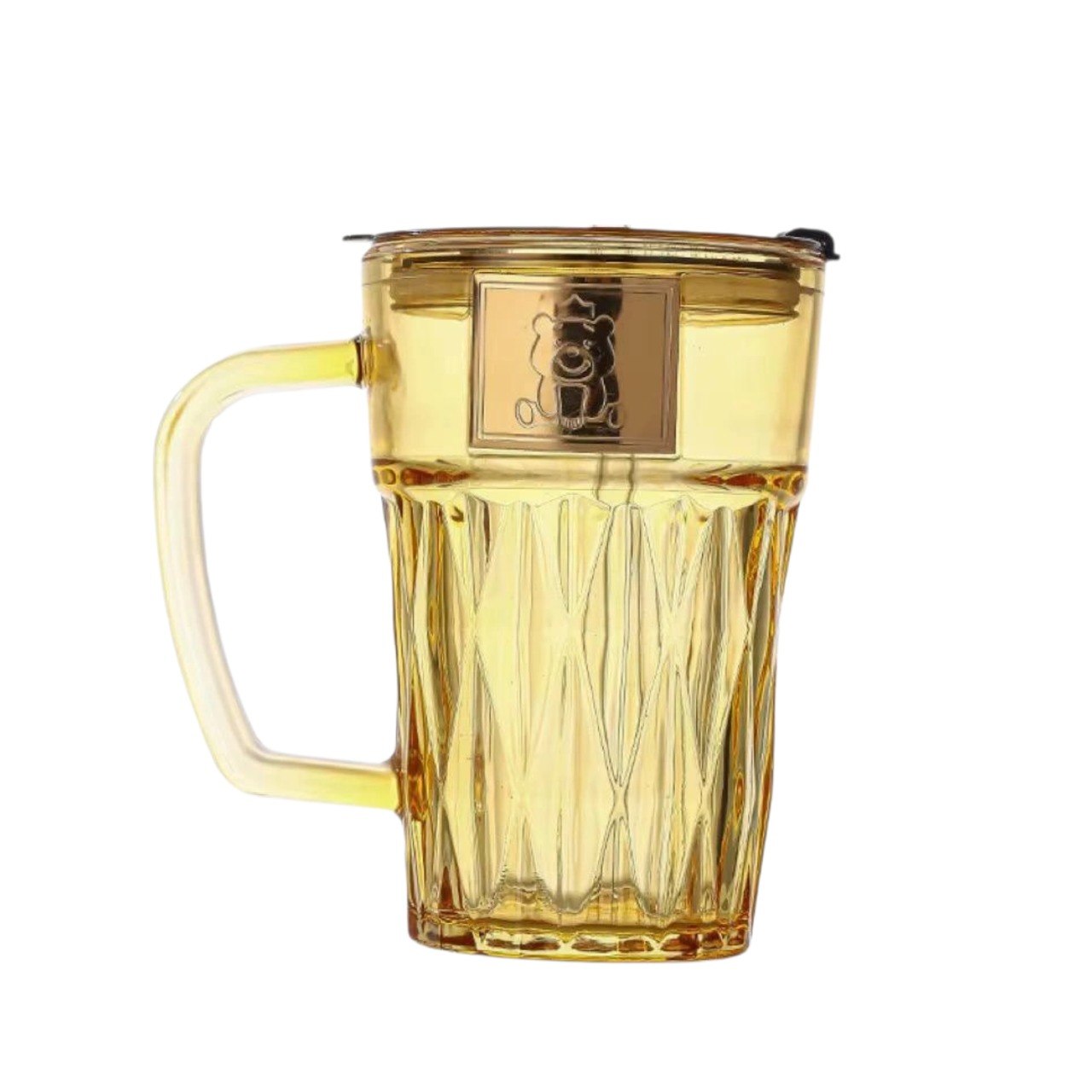 TAZA DE VIDRIO CON TAPA ACRILICA Y SELLO DE SEGURIDAD 14CM
