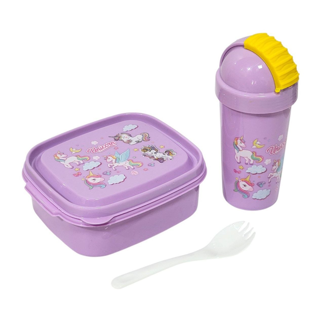 LONCHERA PANA CON VASO CON TAPA Y TENEDOR INFANTIL BENELI HOME 6X16X13CM