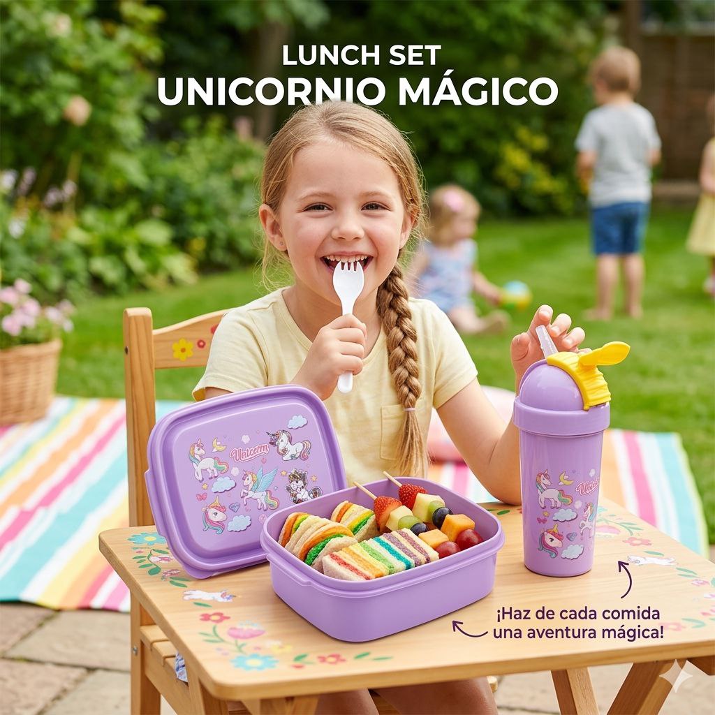 LONCHERA PANA CON VASO CON TAPA Y TENEDOR INFANTIL BENELI HOME 6X16X13CM
