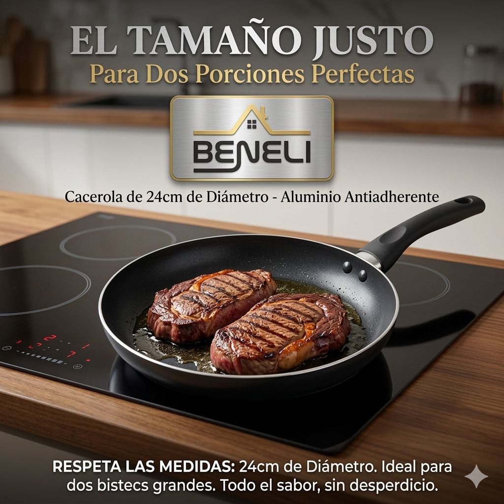 SARTEN DE ALUMINIO ANTIADHERENTE COLOR NEGRO BENELI HOME 24CM