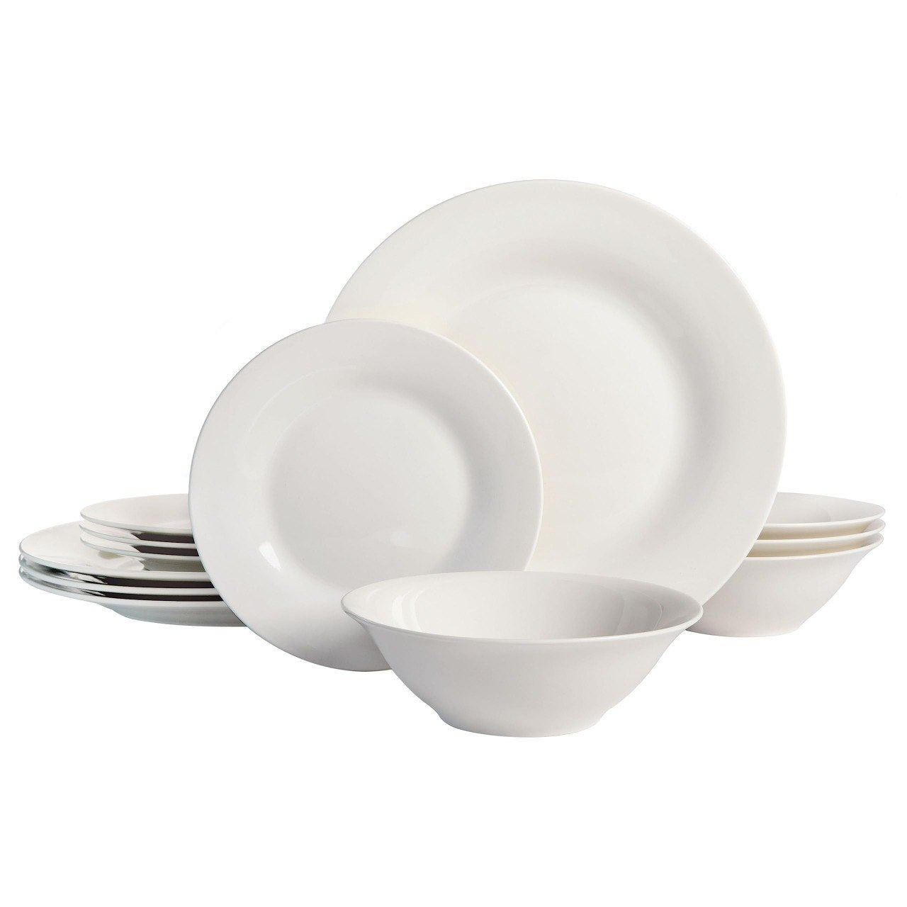 SET DE PLATOS VAJILLA BLANCO DE PORCELANA 12PCS BENELI HOME