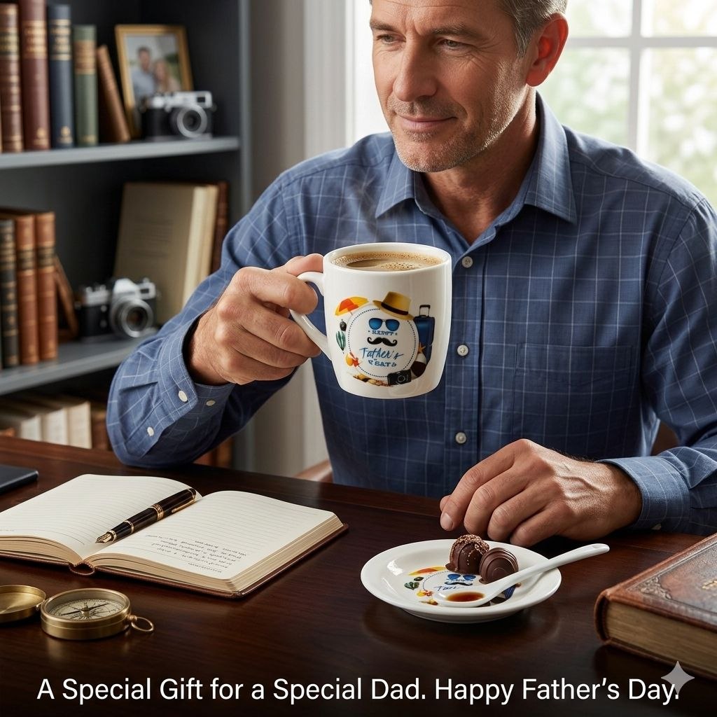 SET DE TAZA DE REGALO PARA PAPÁ DE CERAMICA 3PCS BENELI HOME