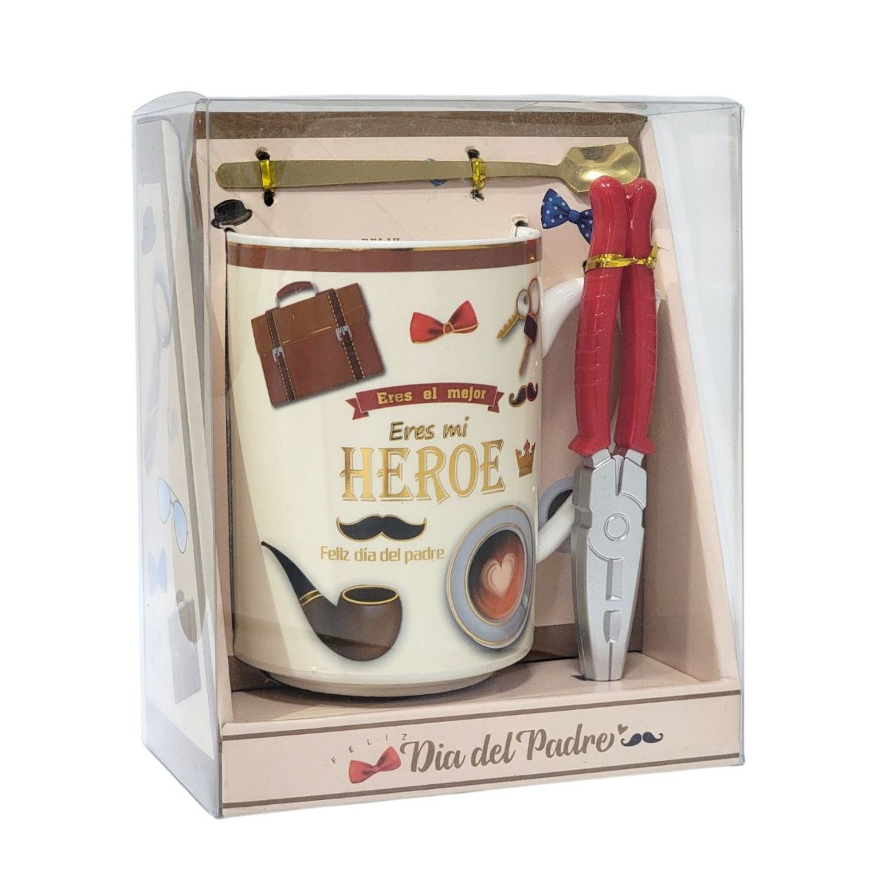 SET DE TAZA DE REGALO PARA PAPÁ CON CUCHARA DE LUJO Y LAPIZ EN FORMA DE LLAVE INGLESA BENELI HOME