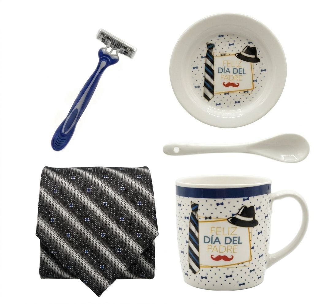 SET DE TAZA DE REGALO Y CORBATA PARA PAPÁ 5PCS BENELI HOME