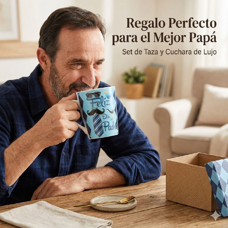 SET DE TAZA DE REGALO PARA PAPÁ CON CUCHARA DE LUJO BENELI HOME