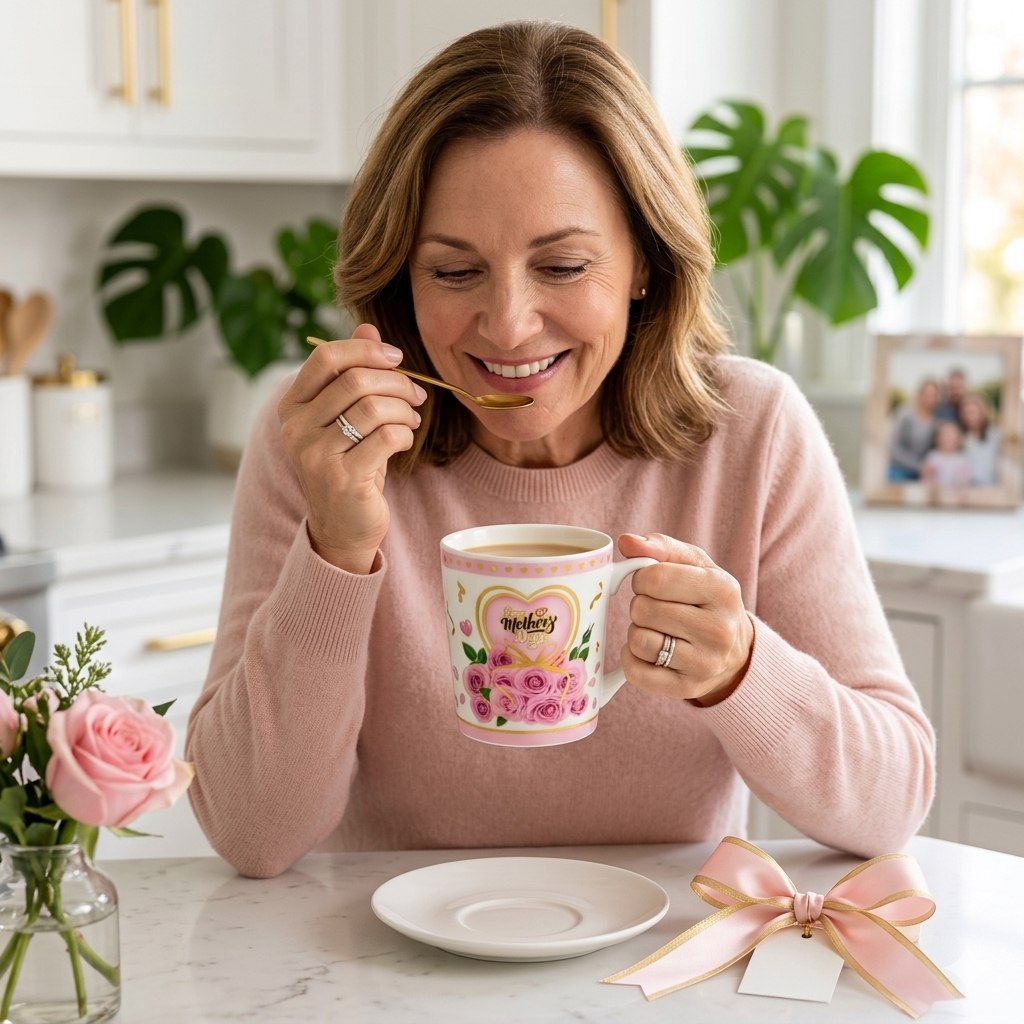 SET DE TAZA DE REGALO DE DIA DE LA MADRE CON CUCHARA BENELI HOME