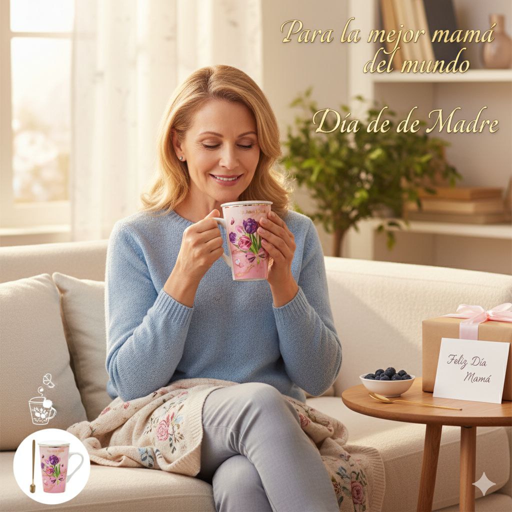 SET DE TAZA DE REGALO PARA MAMÁ CON CUCHARA BENELI HOME