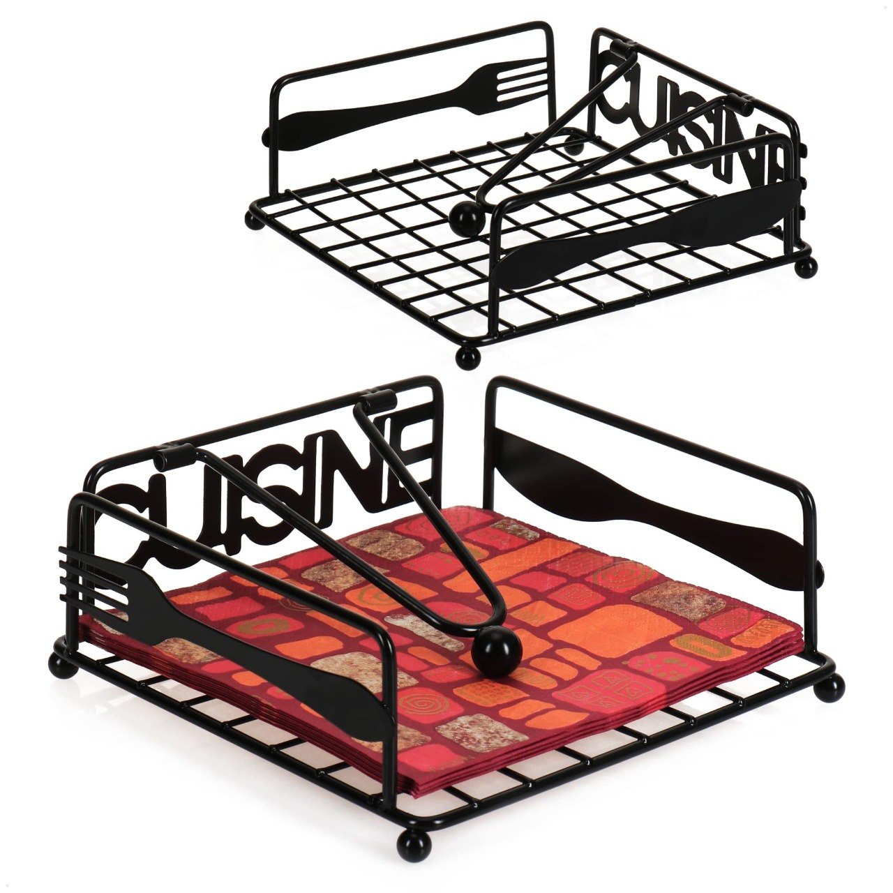 SERVILLETERO DE MESA INDUSTRIAL DE METAL COLOR NEGRO MATE 19X19