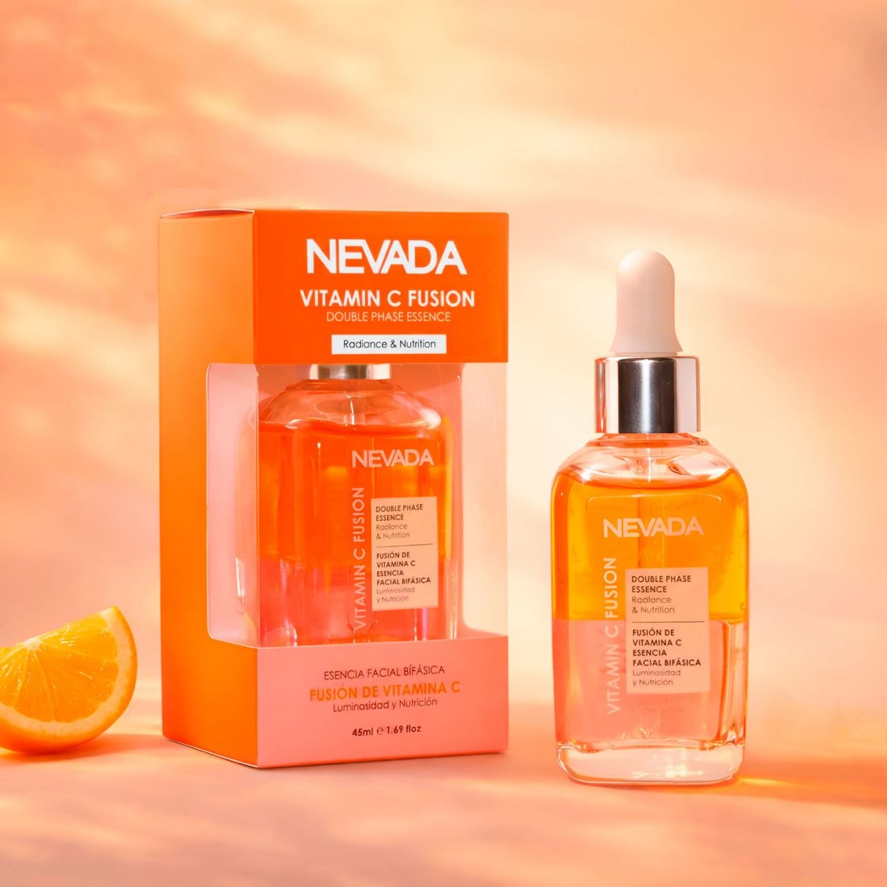 ESENCIA FACIAL BIFASICA ILUMINADORA Y REVITALIZANTE CON VITAMINA C NEVADA 45ML