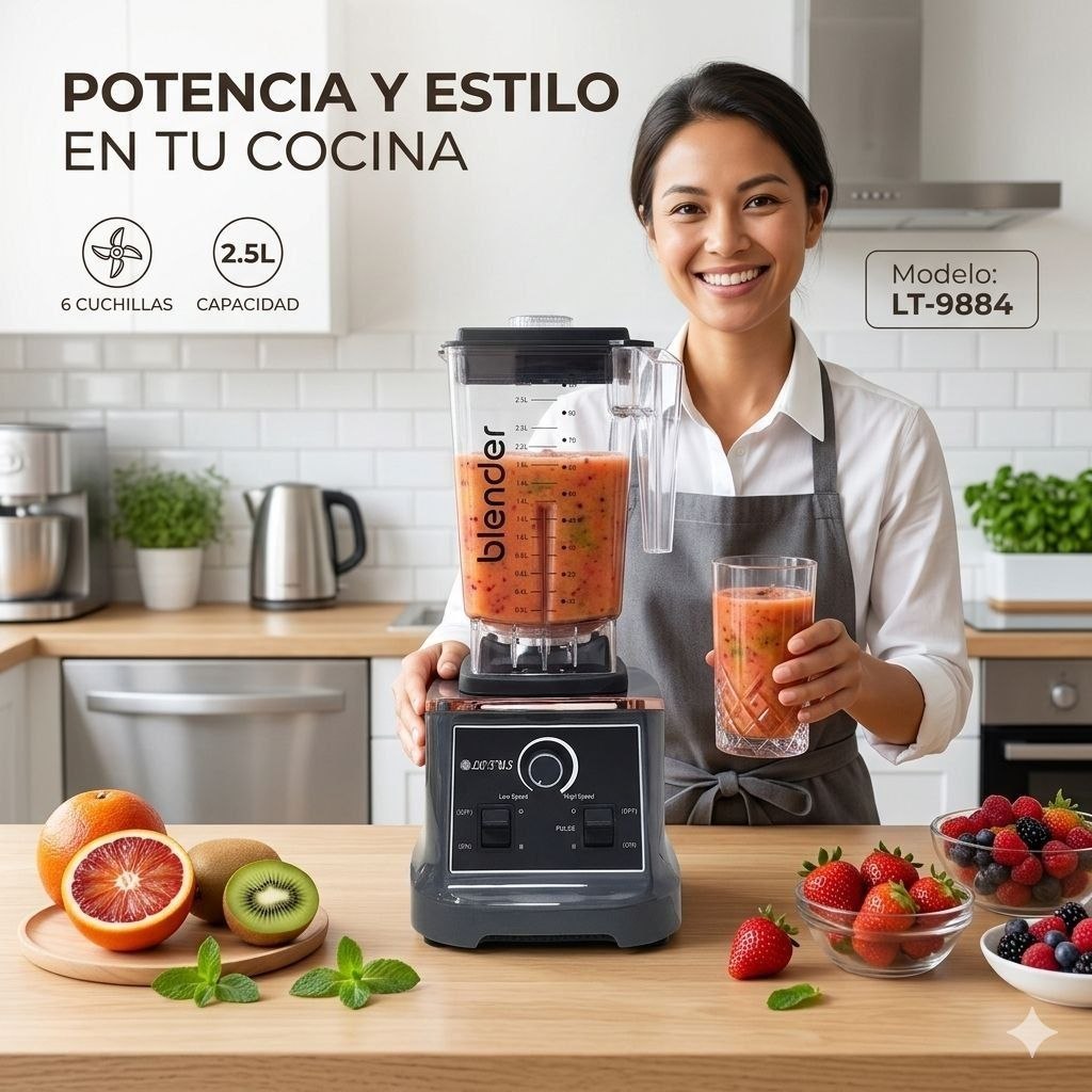 LICUADORA MULTIFUNCIONAL POTENCIO 600W MODELO LT-9884 LOTUS 2.5L