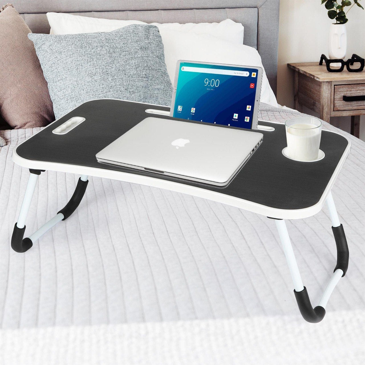 MESA PLEGABLE PORTATIL PARA LAPTOP MULTIFUNCIONAL 40X60CM + 27CM
