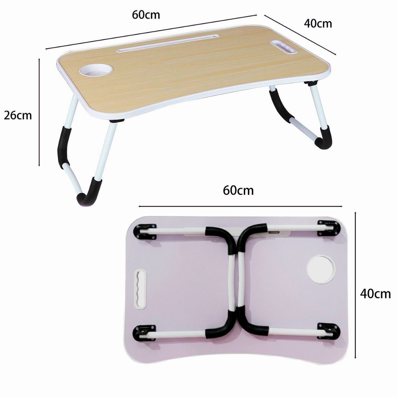 MESA PLEGABLE PORTATIL PARA LAPTOP MULTIFUNCIONAL 40X60CM + 27CM