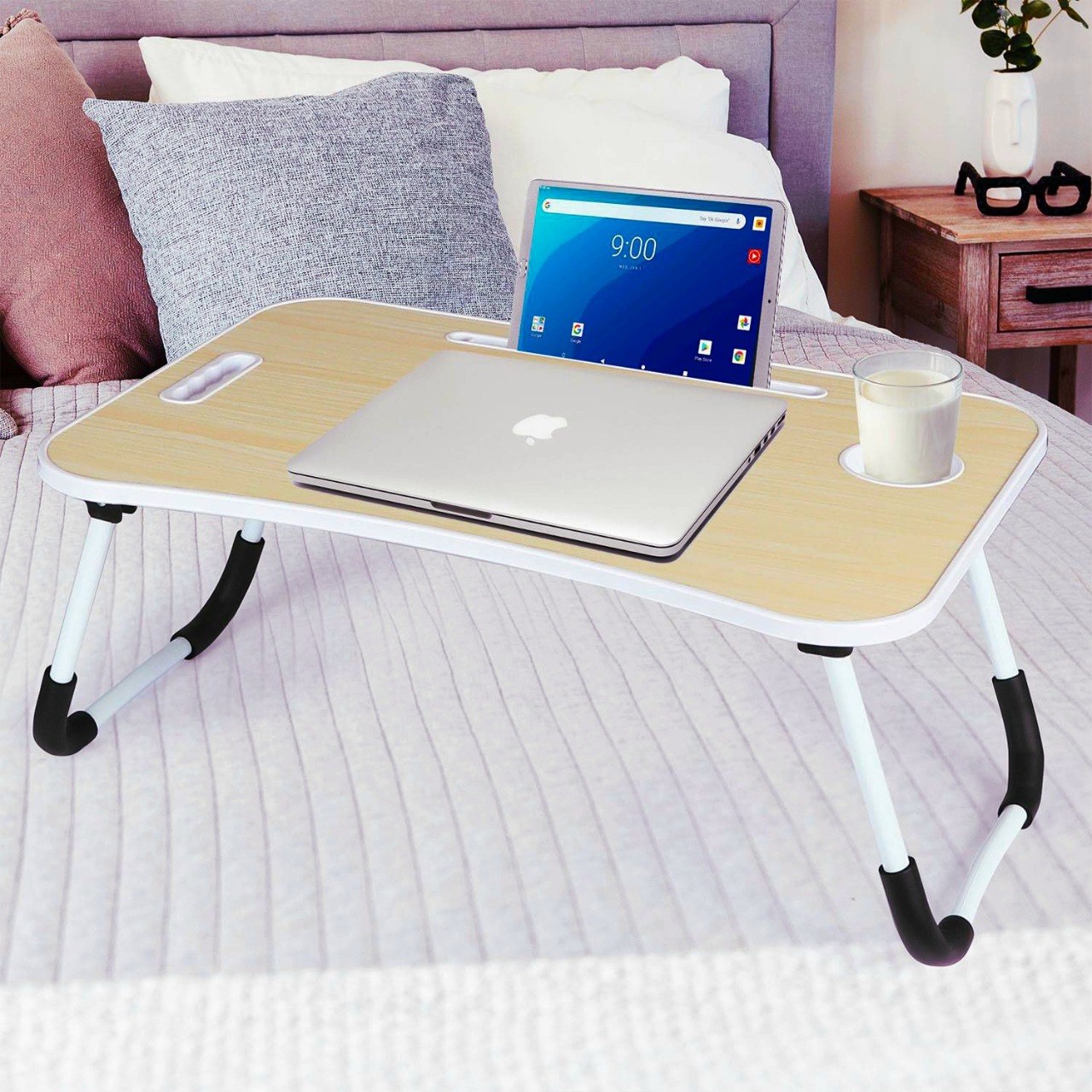 MESA PLEGABLE PORTATIL PARA LAPTOP MULTIFUNCIONAL 40X60CM + 27CM
