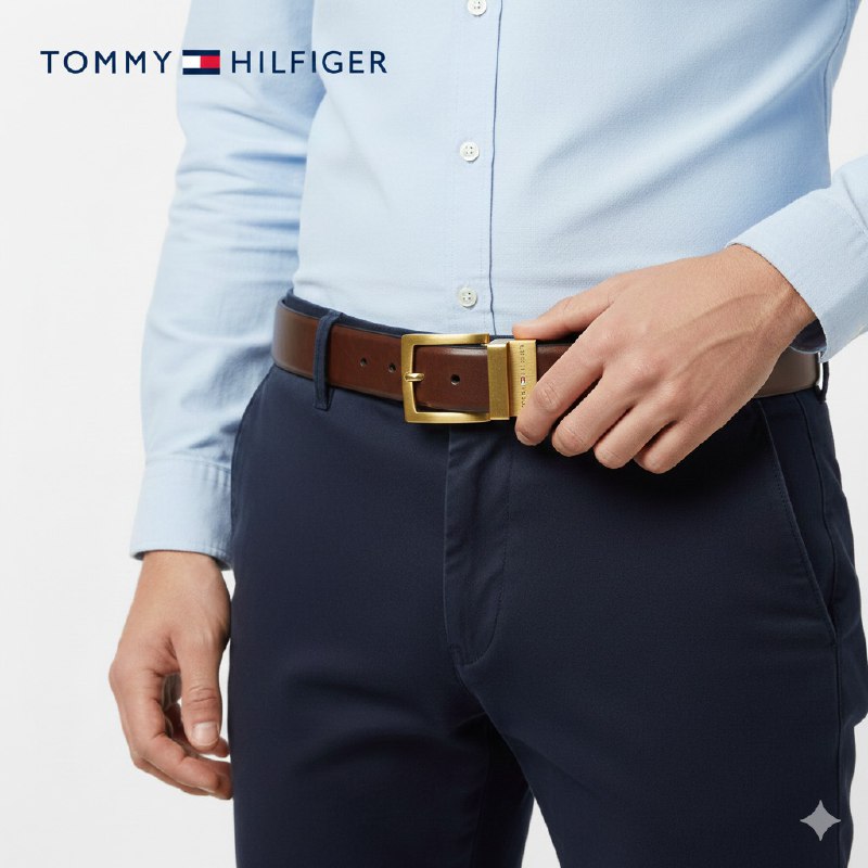 FAJA ORIGINAL TOMMY HILFIGER REVERSIBLE PARA CABALLERO COLOR NEGRO Y CAFÉ TALLA L 38-40