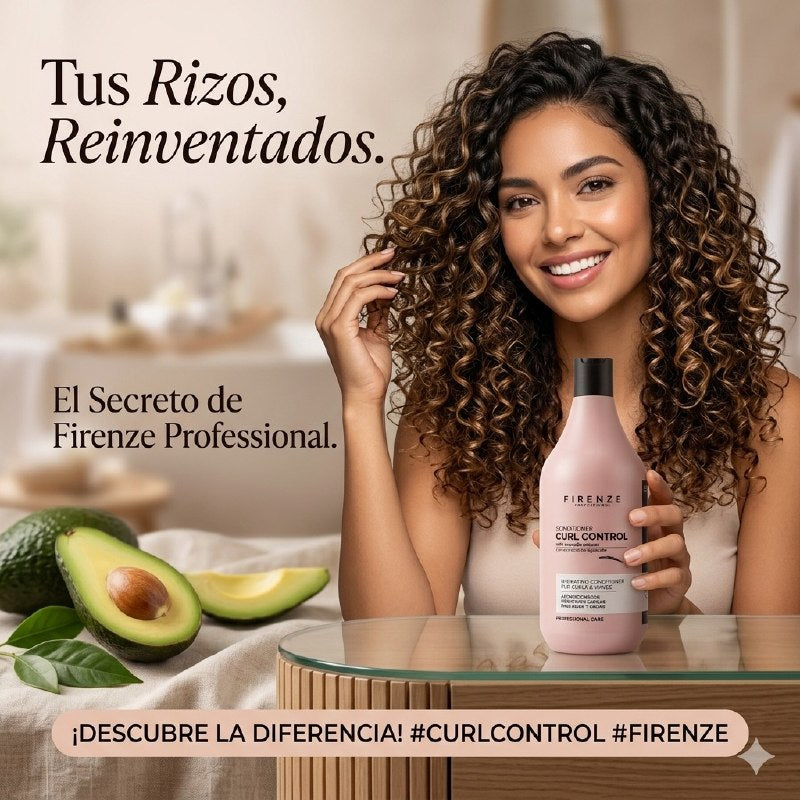 ACONDICIONADOR HIDRATANTE Y NUTRITIVO PARA PELOS RIZADOS Y ONDULADOS DE ACEITE DE AGUACATE FIRENZE 500ML