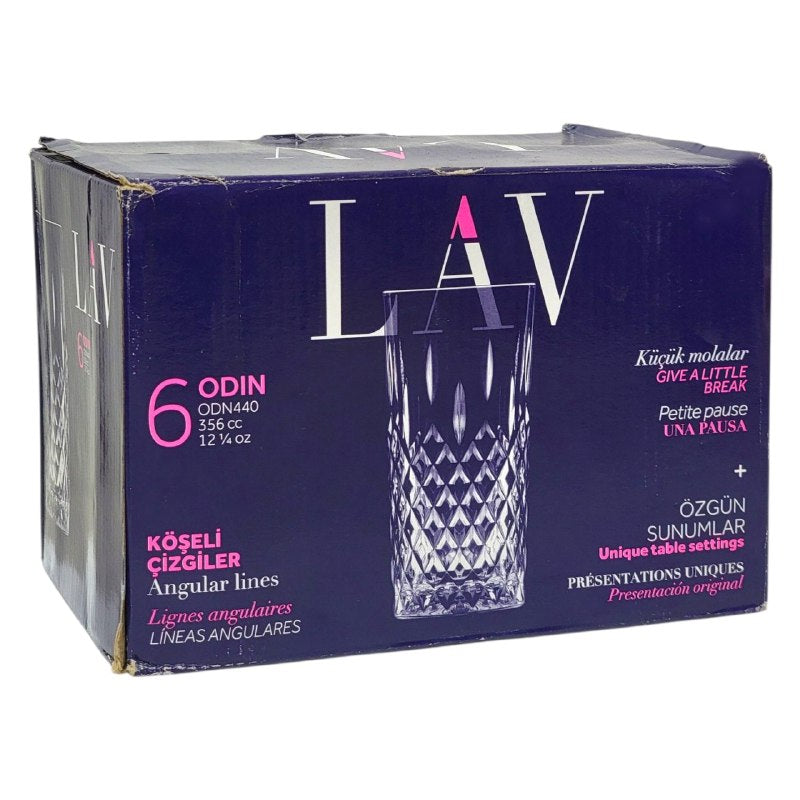SET DE VASOS DE VIDRIO ELEGANTES Y MODERNOS 6PCS LAV 362ML