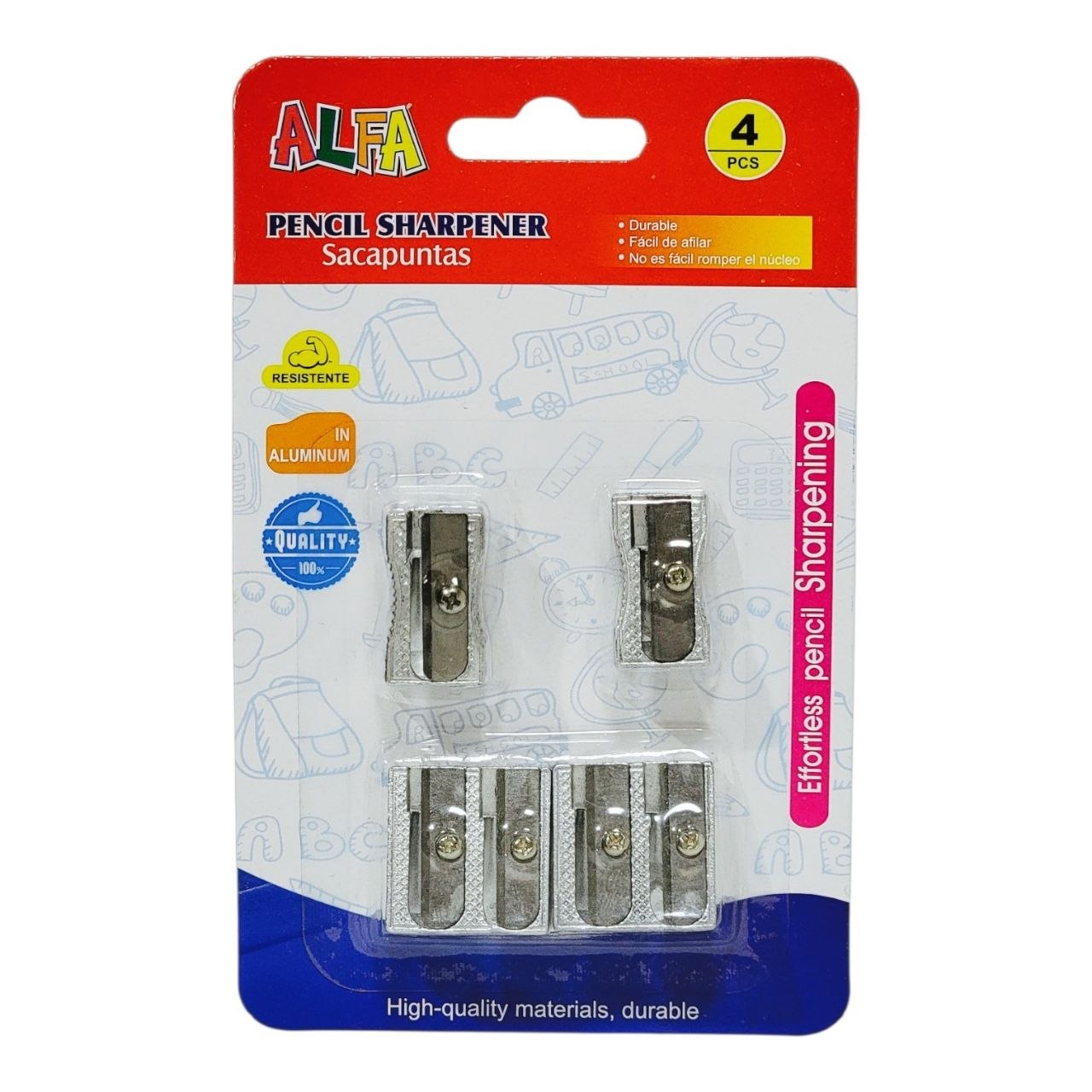 SET DE SACAPUNTAS DE ALUMINIO DE ALTA RESISTENCIA 4PCS ALFA