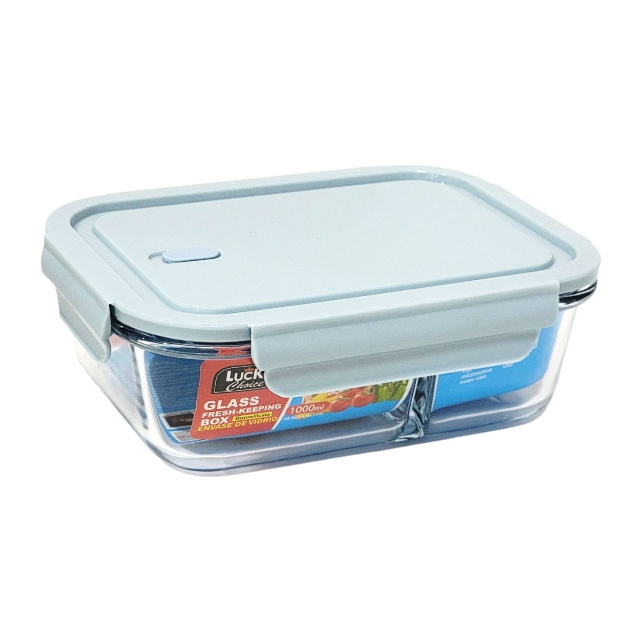 RECIPIENTE PANA PARA ALIMENTOS DE VIDRIO HERMETICO CON VALVULA DE VAPOR CON DIVISION 19X14X7CM