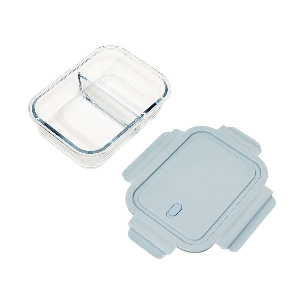RECIPIENTE PANA PARA ALIMENTOS DE VIDRIO HERMETICO CON VALVULA DE VAPOR CON DIVISION 19X14X7CM