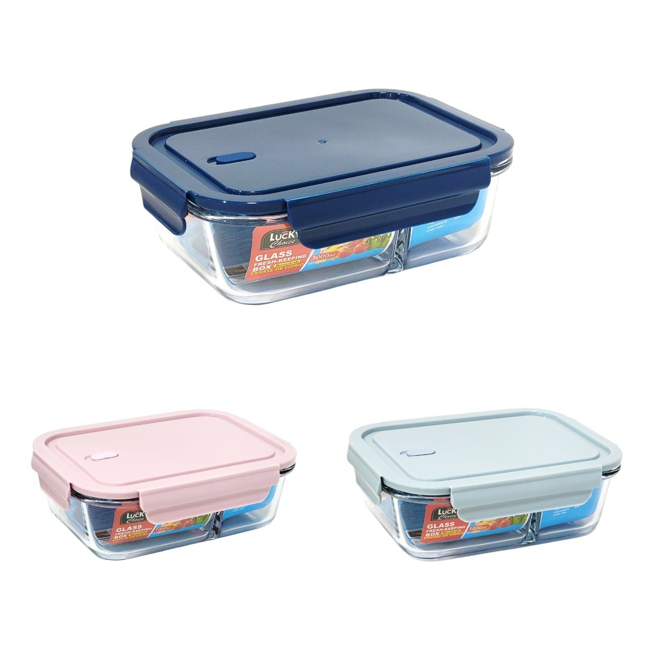 RECIPIENTE PANA PARA ALIMENTOS DE VIDRIO HERMETICO CON VALVULA DE VAPOR CON DIVISION 19X14X7CM