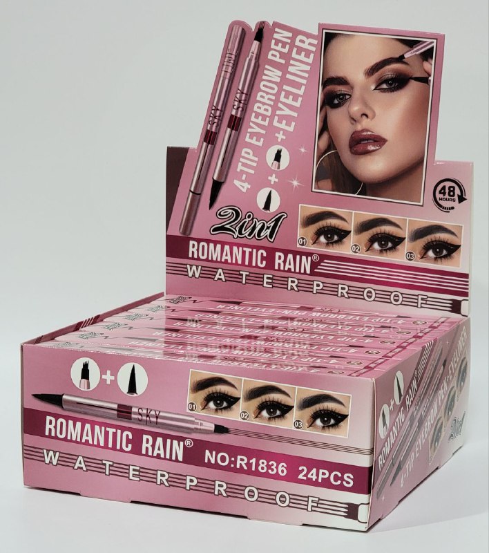 LAPIZ PARA CEJAS DE 4 PUNTAS DUPE MAYBELLINE SKY HIGH Y DELINEADOR DE OJOS IMPERMEABLE 48H DE DURACION ROMANTIC RAIN