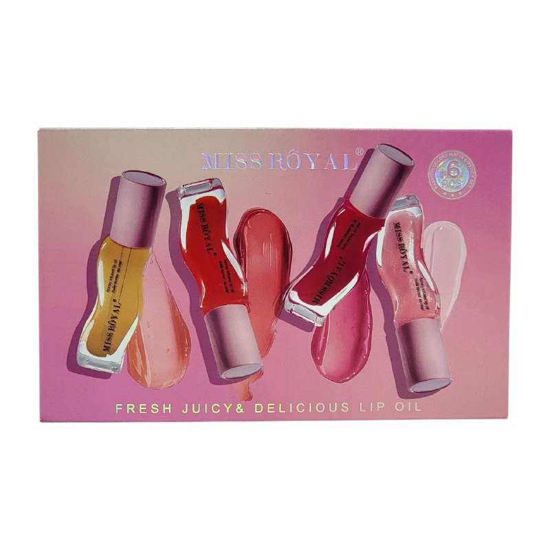 ACEITE LABIAL DUPE DE GISOU TEXTURA MAT SEDOSA EN SET DE 6 PIEZAS MISS ROYALE 2.5G