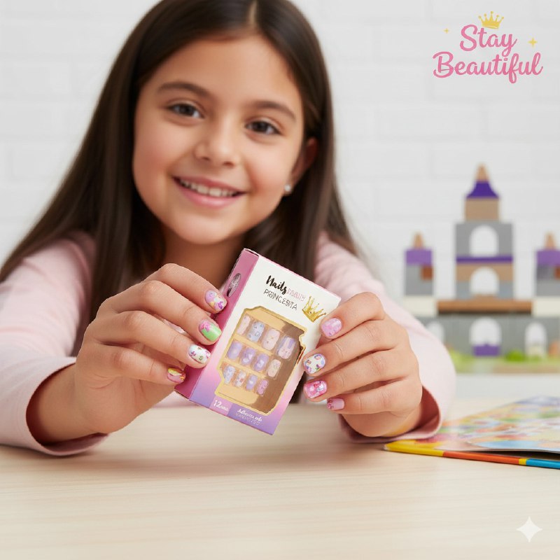 UÑAS POSTIZAS PRESS ON, UÑAS POSTIZAS PARA NIÑAS EN PAQUETE DE  CON ADHESIVO DE COLOCACION RAPIDA STAY BEAUTIFUL