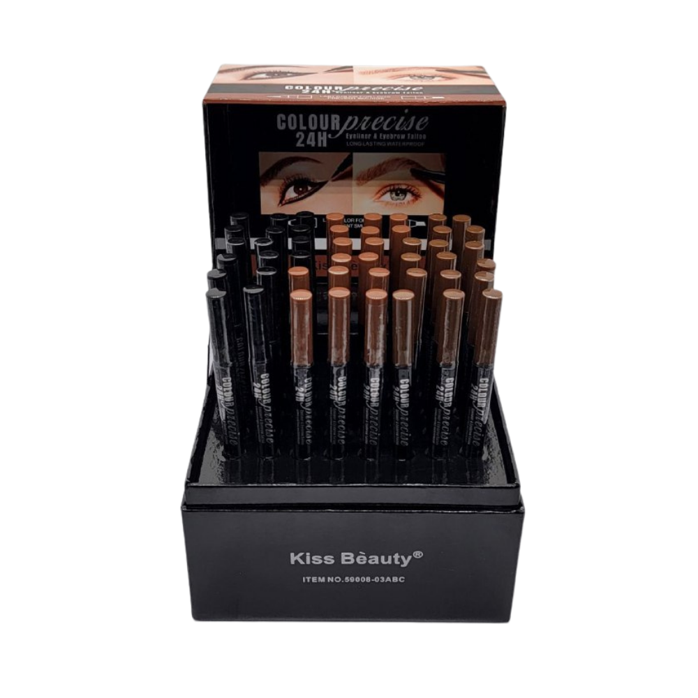 DELINEADOR LAPIZ 2 EN 1 DUPE RIMMEL DELINEADOR DE OJOS Y TATUAJE DE CEJAS KISS BEAUTY