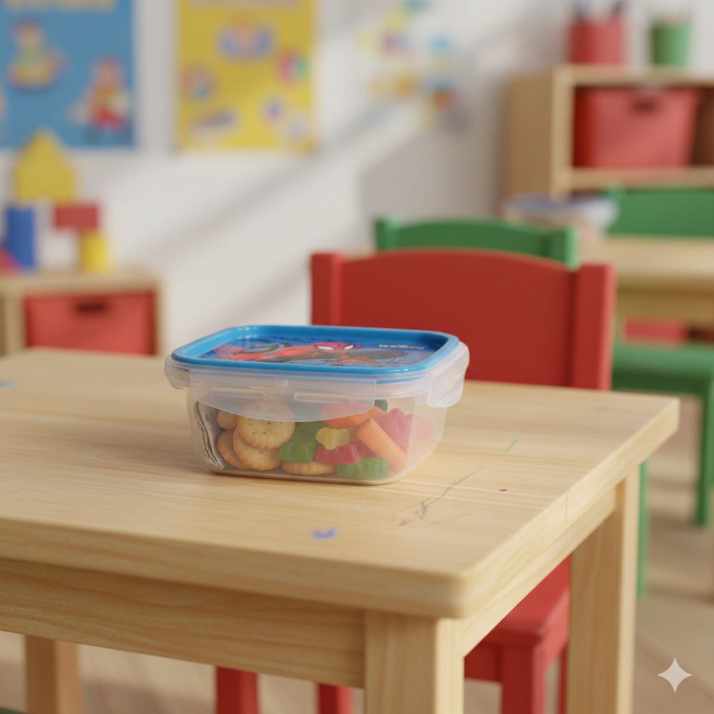 RECIPIENTE PANA MINI PARA ALIMENTOS DE PLASTICO INFANTIL DE SPIDERMAN KENDY 6X10X14CM