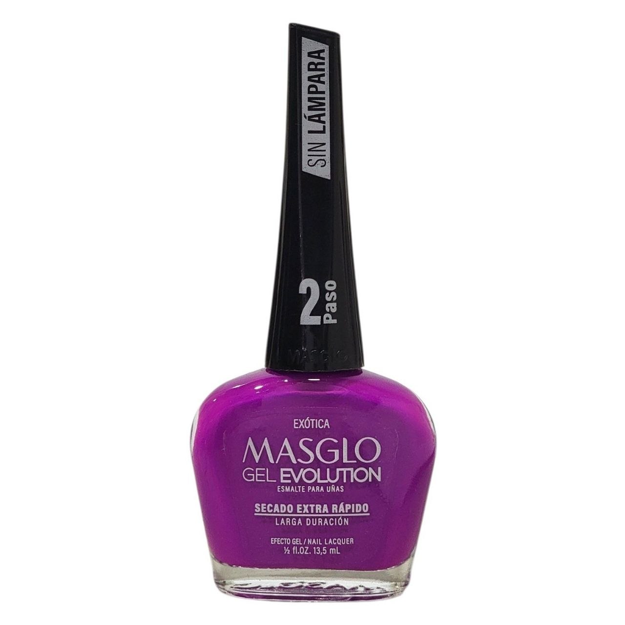 ESMALTE PARA UÑAS DE SECADO RAPIDO COLOR MORADO INTENSO EXÓTICA GEL EVOLUTION MASGLO 13.5ML