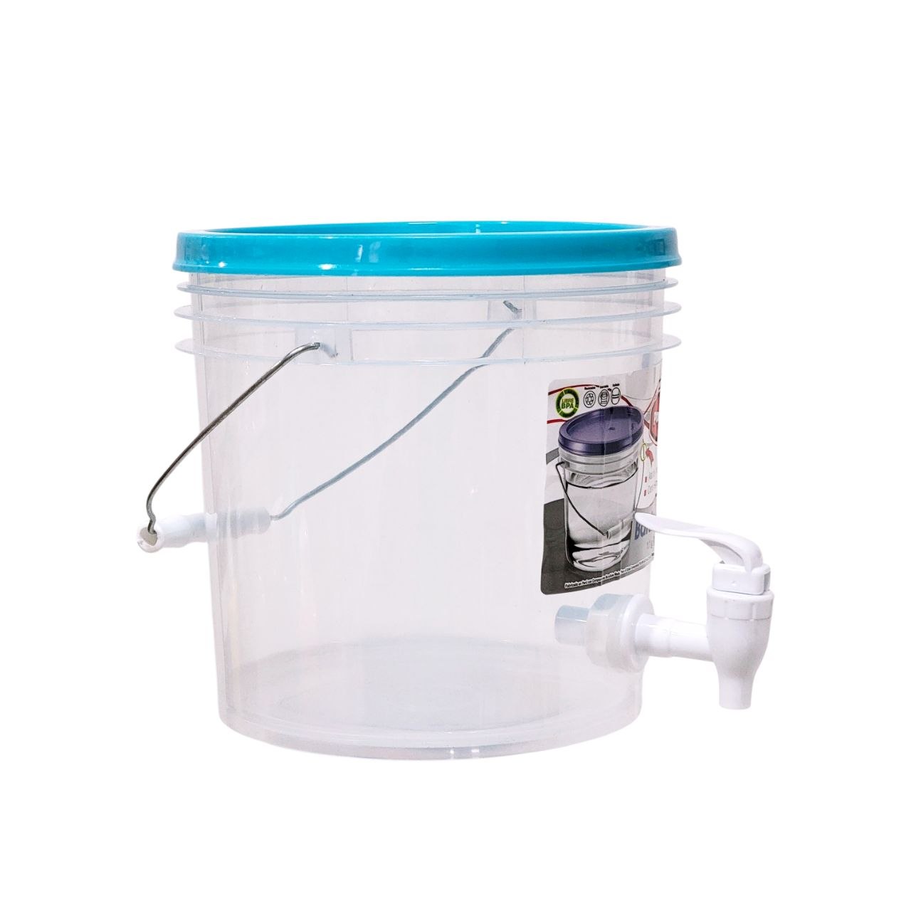 RECIPIENTE BALDE PARA LIQUIDOS CON DISPENSADOR ASA DE METAL Y CIERRE HERMETICO POLINPLAST 4L