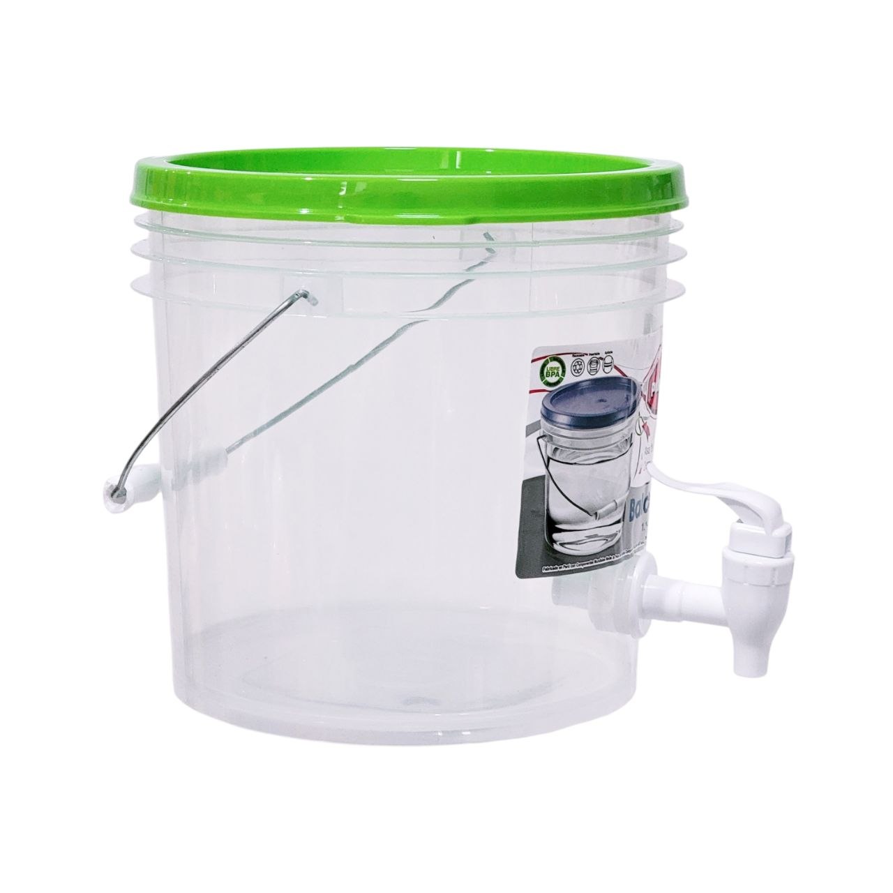 RECIPIENTE BALDE PARA LIQUIDOS CON DISPENSADOR ASA DE METAL Y CIERRE HERMETICO POLINPLAST 4L
