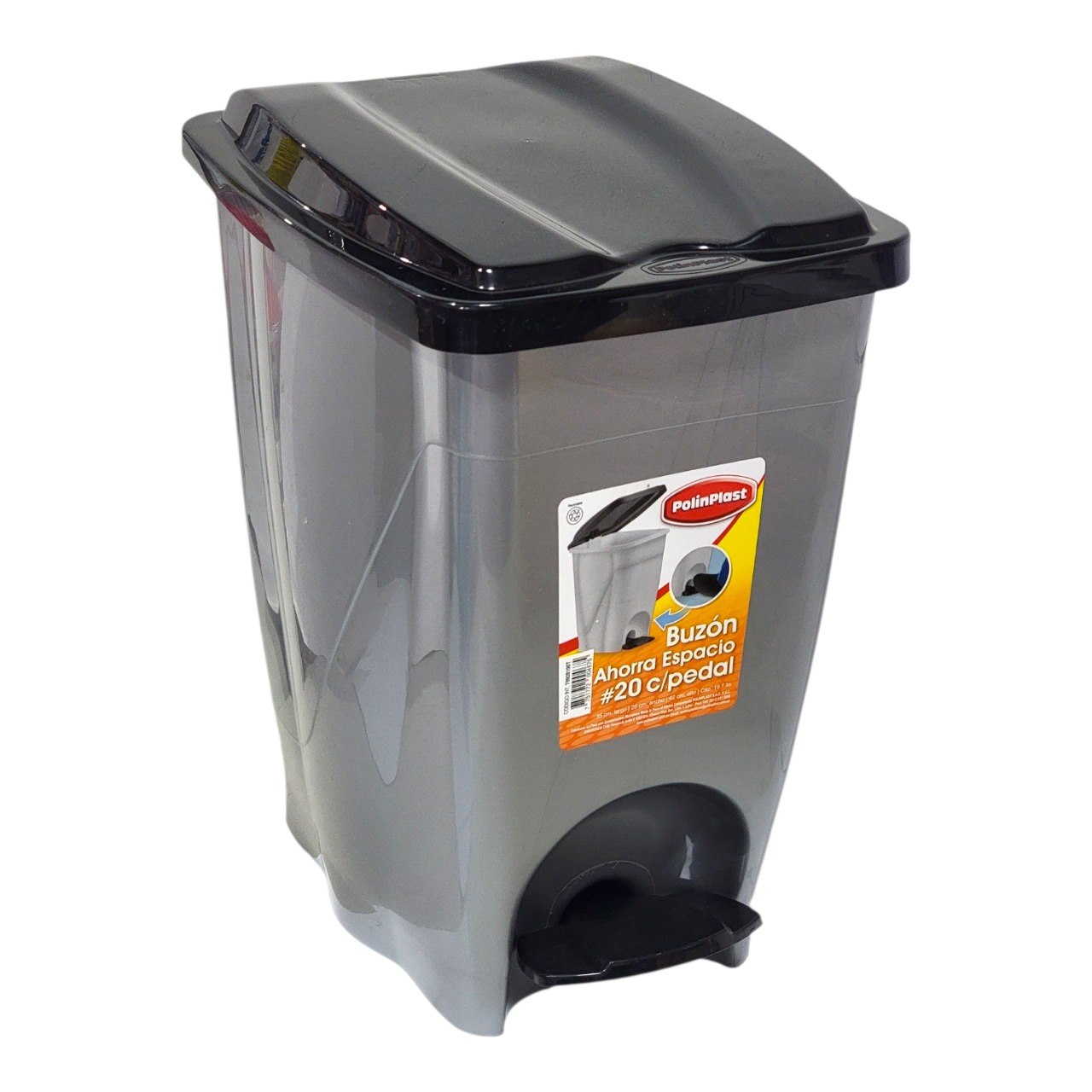 BASURERO CON TAPA SISTEMA DUAL POLINPLAST 19L 35X26X42CM