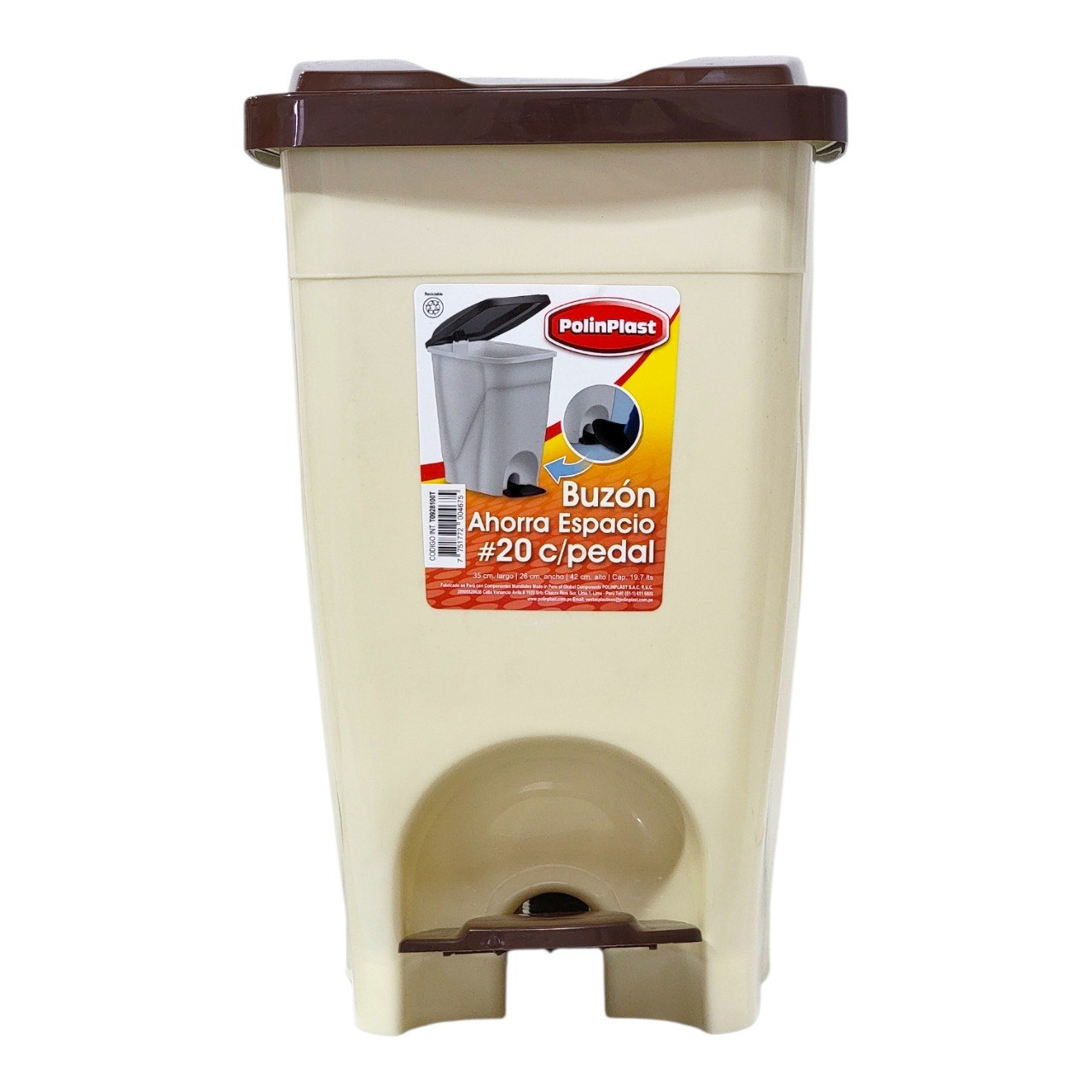 BASURERO CON TAPA SISTEMA DUAL POLINPLAST 19L 35X26X42CM