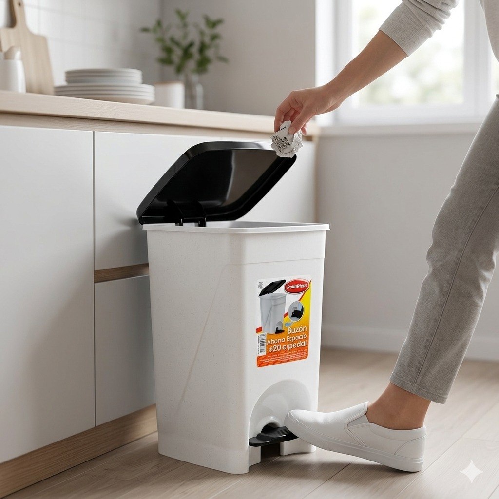 BASURERO CON TAPA SISTEMA DUAL POLINPLAST 19L 35X26X42CM