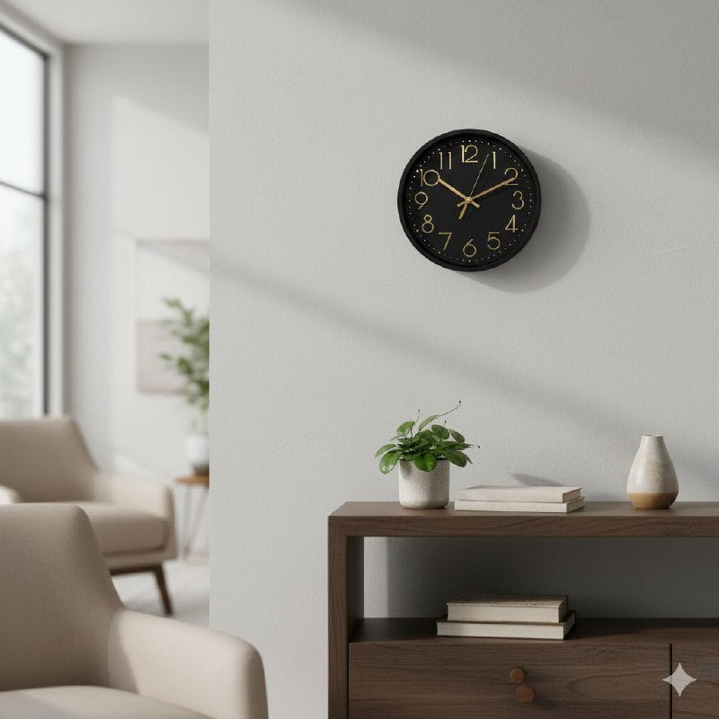 DECORACION ADORNO RELOJ DE PARED REDONDO MODERNO Y ELEGANTE 29X29CM